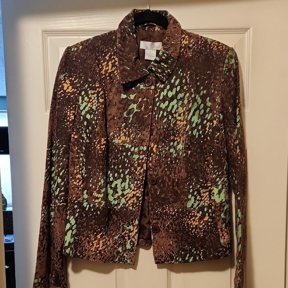 Green and Brown Tailored Blazer with Animal Print